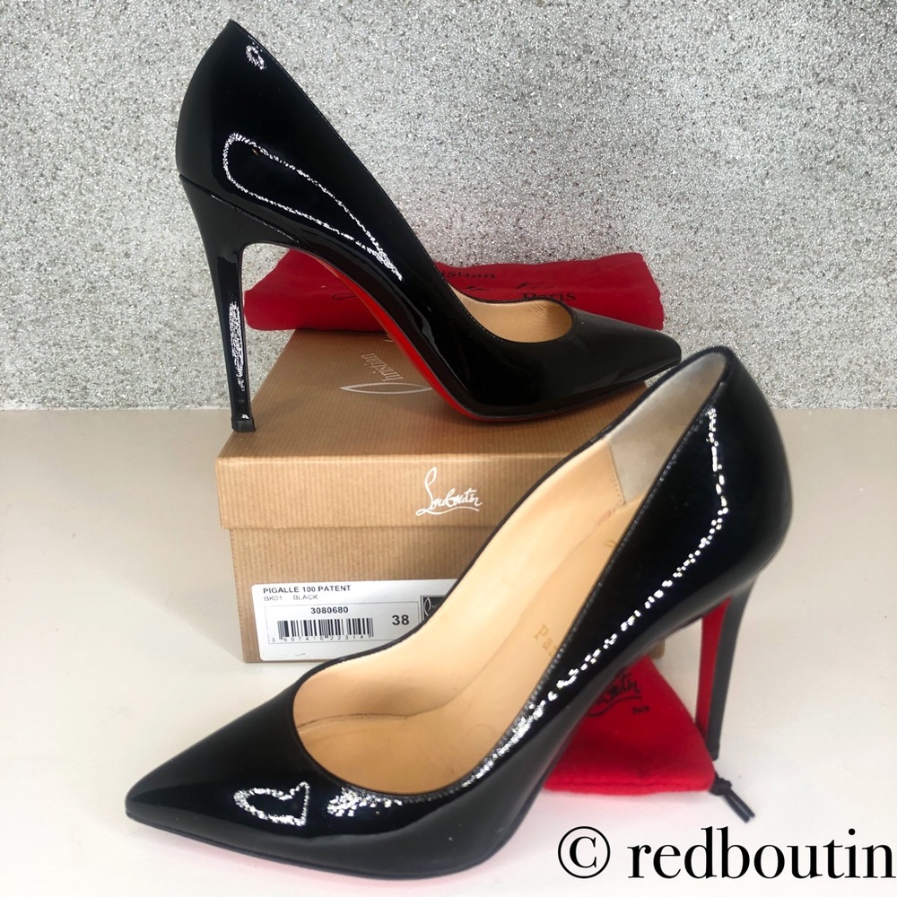 Christian Pigalle 100mm black patent pumps 38 - Picture 1 of 7